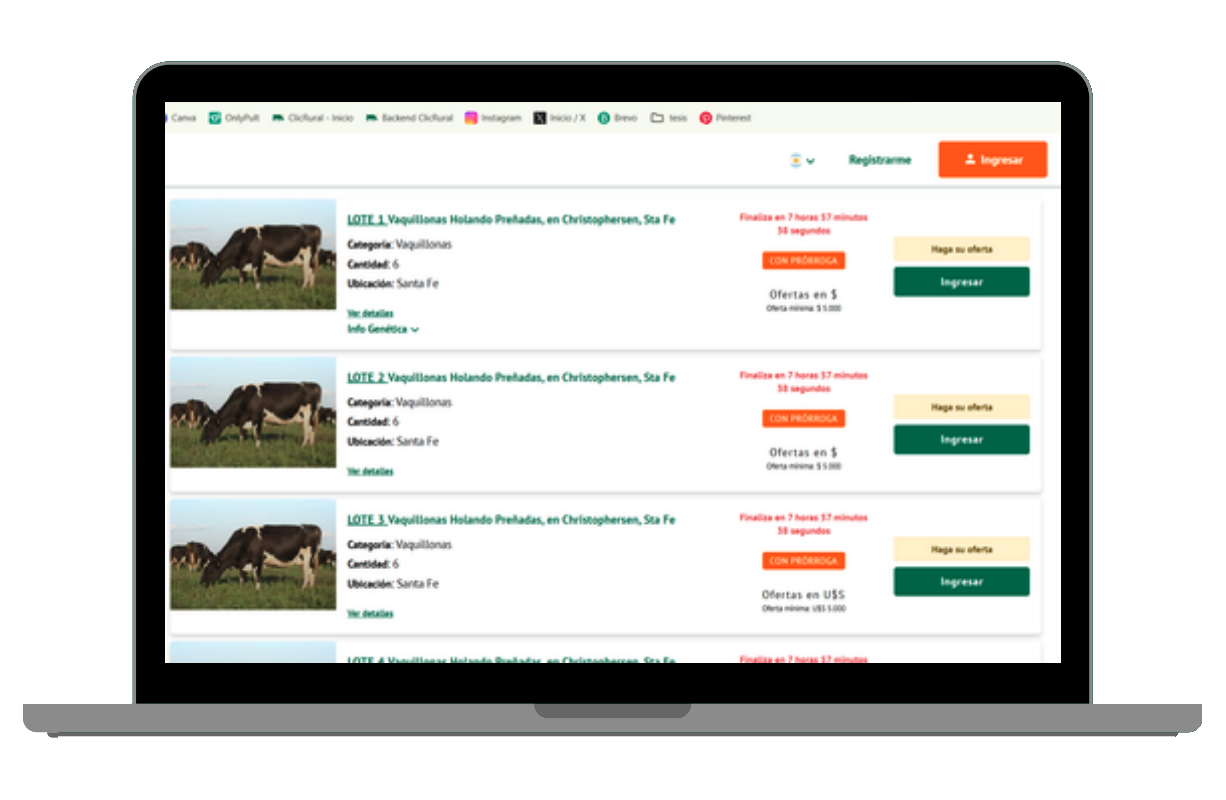 Panel web integrado con ClicRural